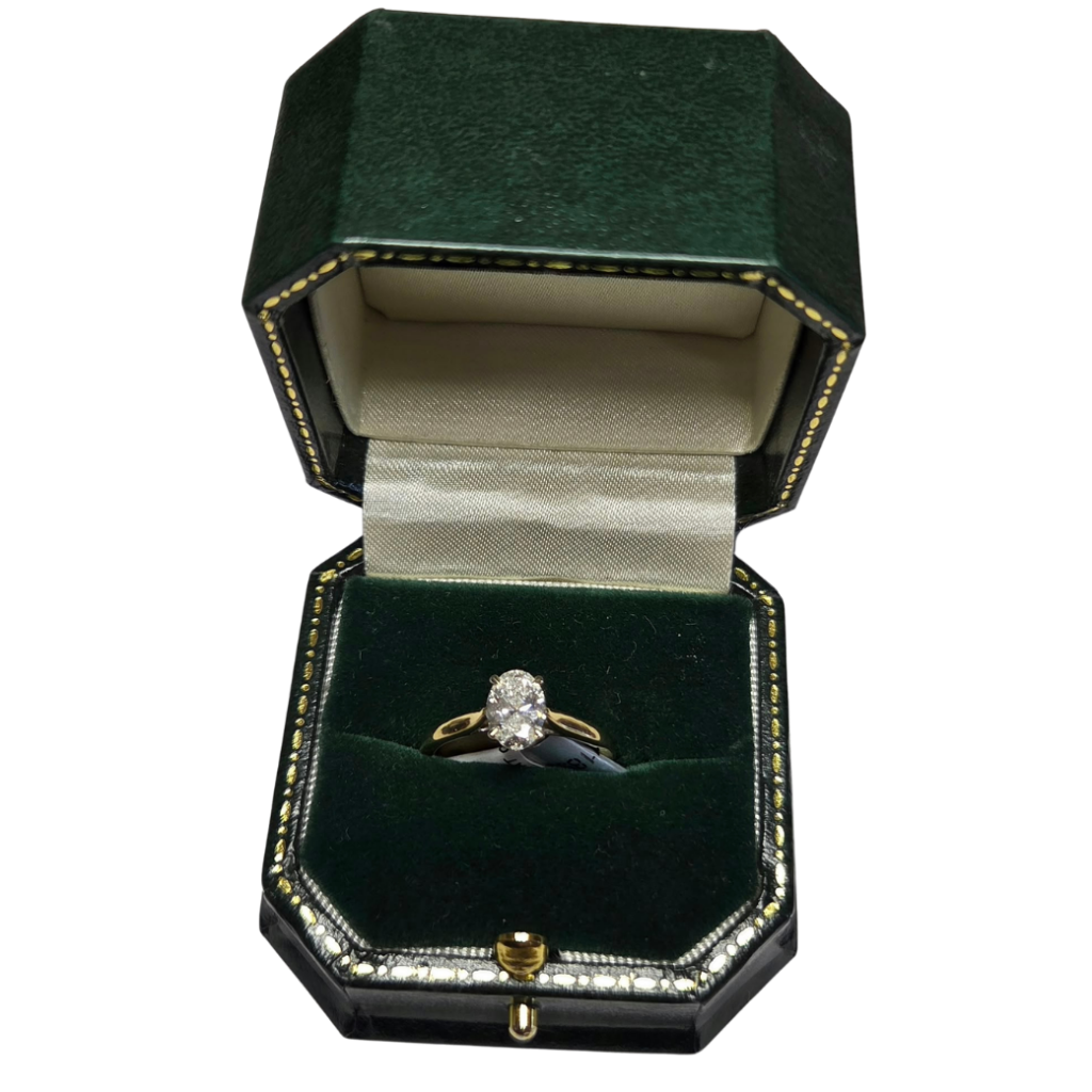 Oval-Cut Solitaire Diamond Ring in Yellow Gold