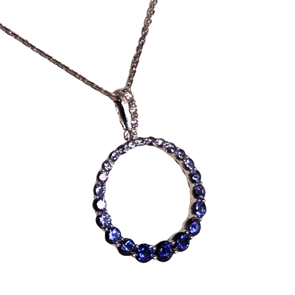 Sapphire & Diamond Gradient Circle Pendant