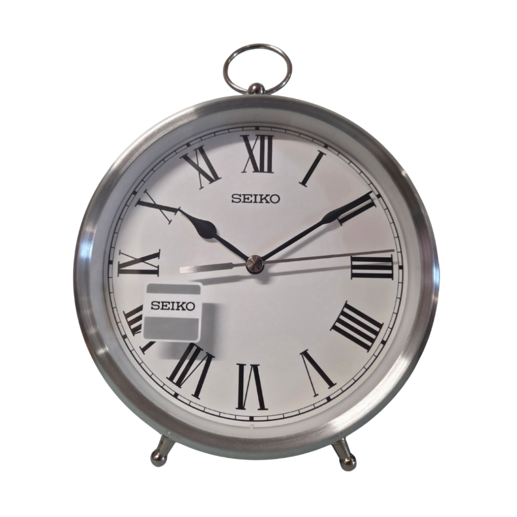 Seiko Brushed Silver Table Clock