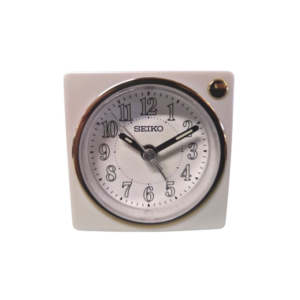 Seiko White & Gold Compact Travel Alarm Clock