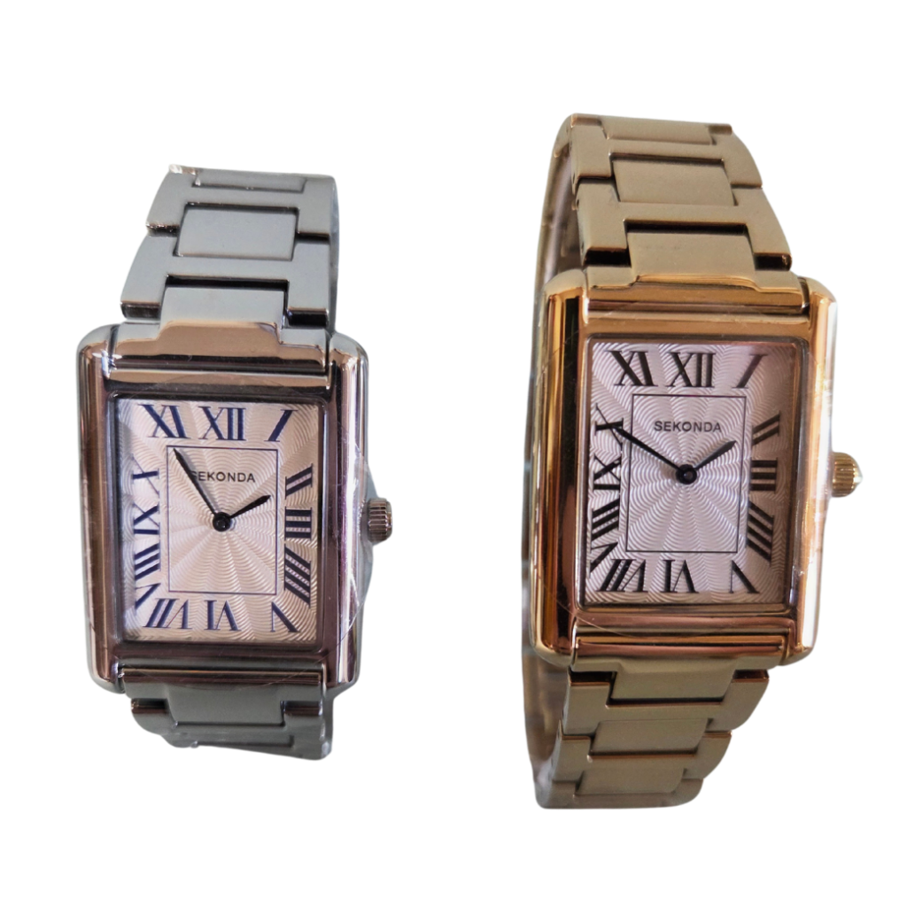 Sekonda Rectangular 'Tank' Bracelet Watch Duo (Silver & Gold)