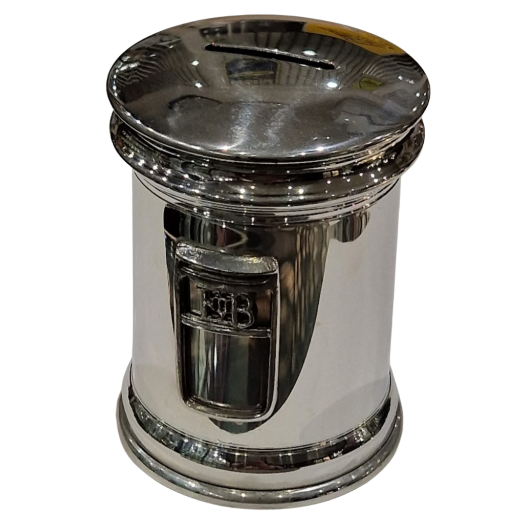 Silver-Plated Traditional Pillar Box Money Box